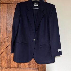 Vintage Sag Harbor 100% Wool Blazer Navy Blue One button Size 10 NWOT